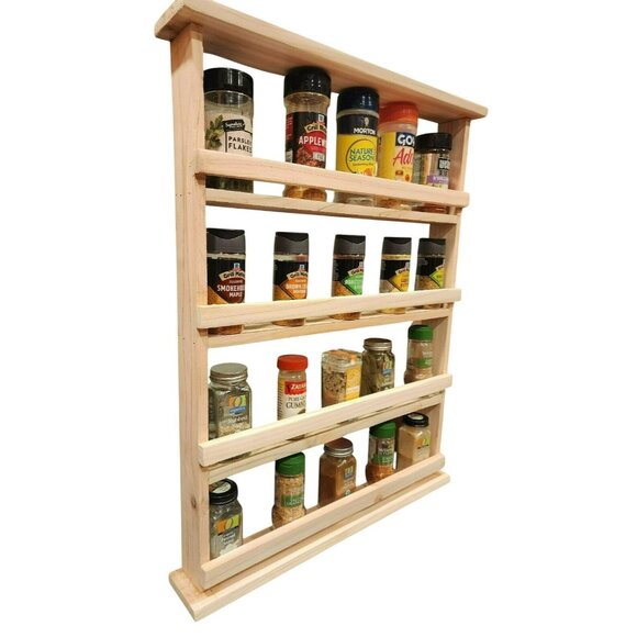 Wooden Spice Rack | 4-Tier Rustic Spice Organizer|Handmade Natural Wood | - Picture 2 of 5